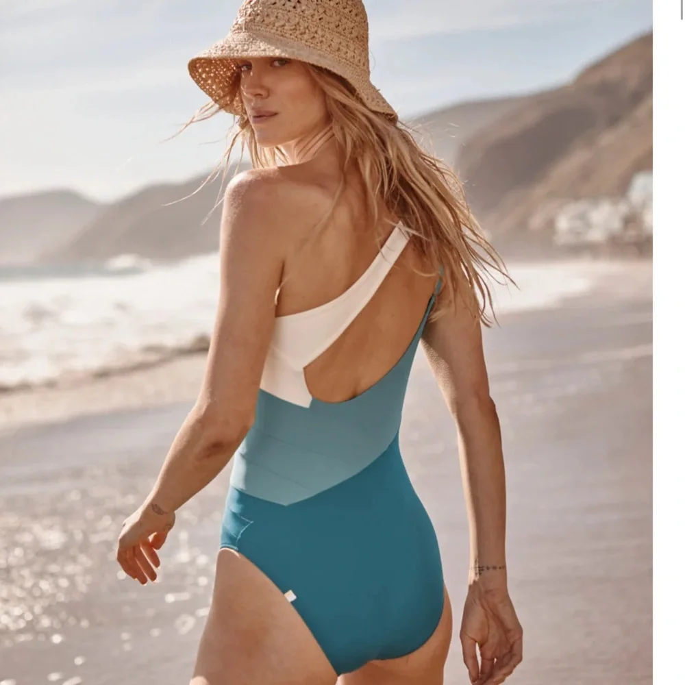 Summersalt The Sidestroke Swimsuit one‎ piece in Blue Lagoon White size 20